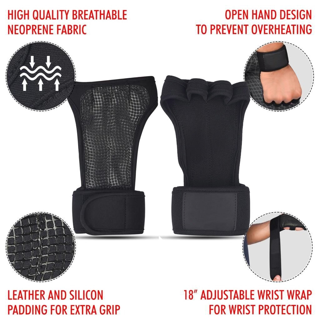 Ventilated Weightlifting Gloves Workout Gloves for Men & Women with Built-in Wrist Wraps Fingerless Gym Gloves for Men Perfect for Exercise Fitness, Weight Lifting, Cross Training