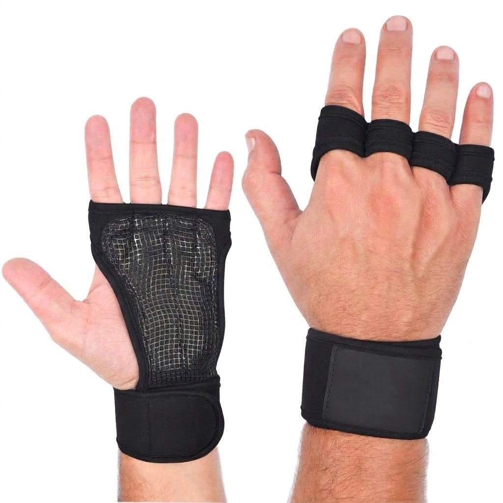 Ventilated Weightlifting Gloves Workout Gloves for Men & Women with Built-in Wrist Wraps Fingerless Gym Gloves for Men Perfect for Exercise Fitness, Weight Lifting, Cross Training